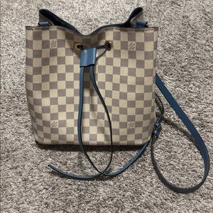 Louis Vuitton Beige and Navy Checkered Shoulder Bag